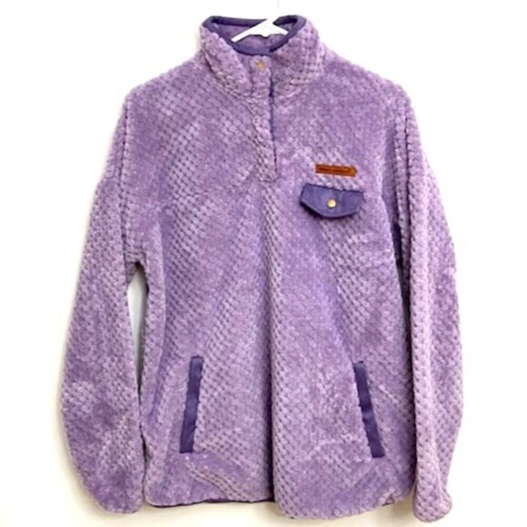 Simply Southern T Snap Fleece Pullover Jacket Women's L Purple Lavender Pockets - Picture 1 of 6